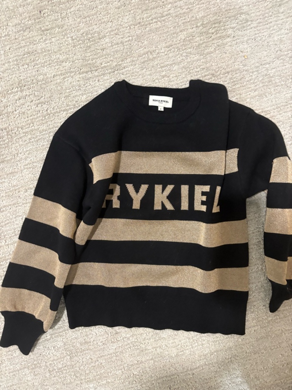 Sonia rykiel Black and Gold Stripe Knit Sweater